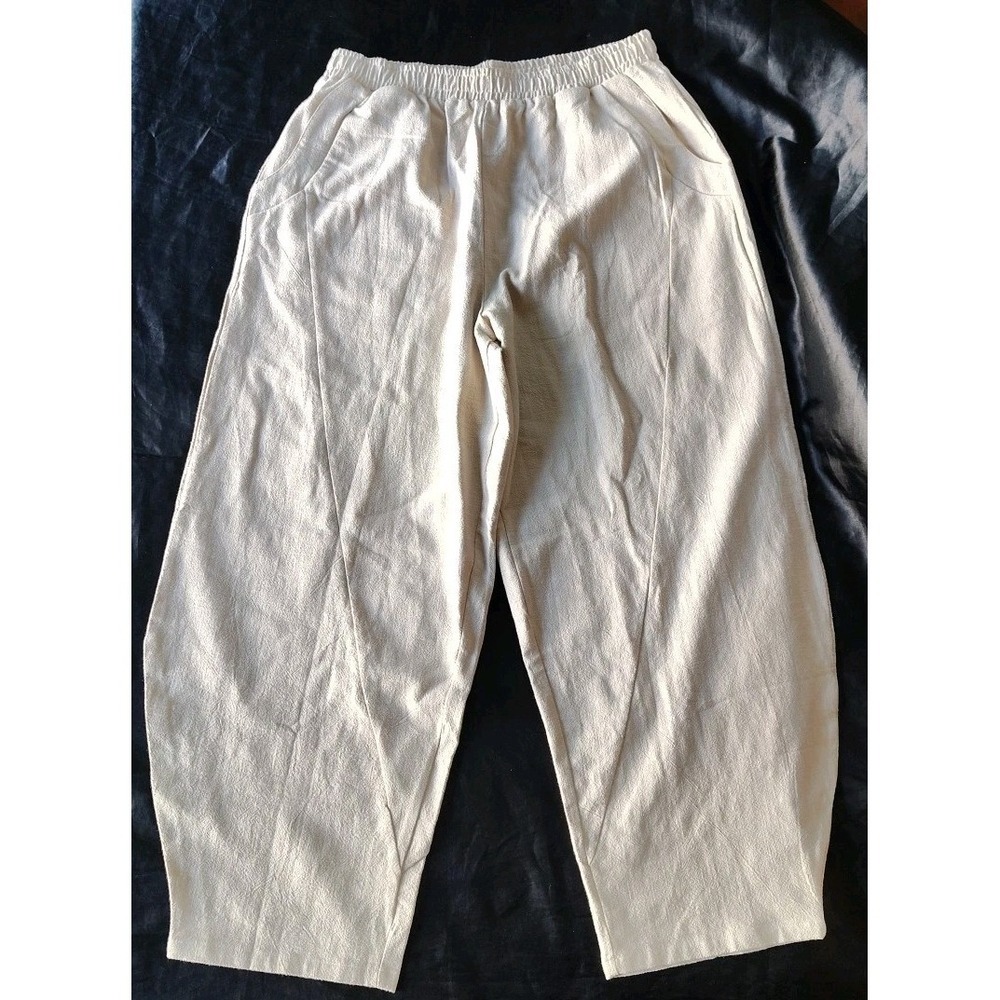 IXIMO Women's Barrel Linen Cotton Pants Size XL Lantern Lagenlook Minimalist